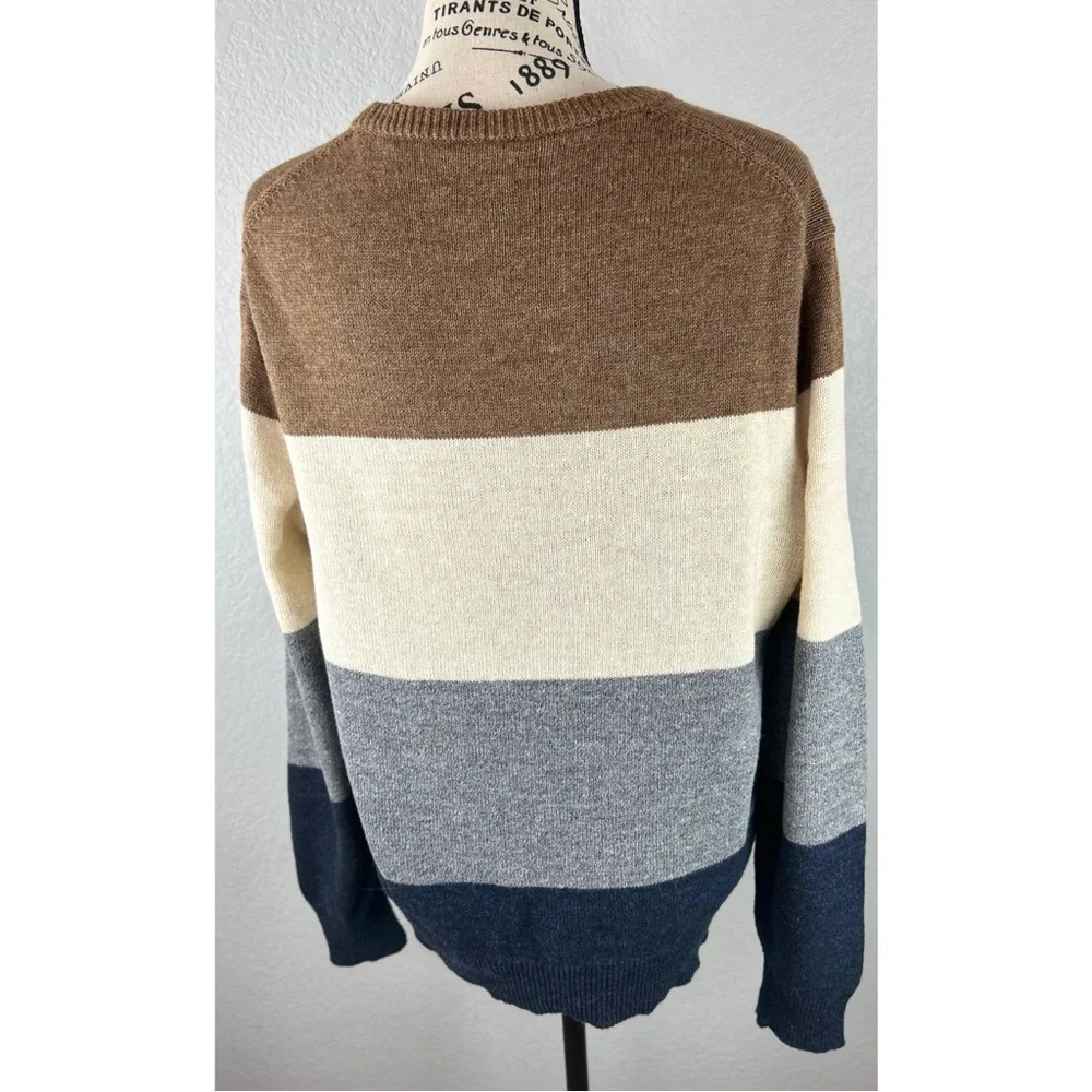 J. Crew Men’s Crewneck Colorblock Wool Blend Pullover Sweater, size Small